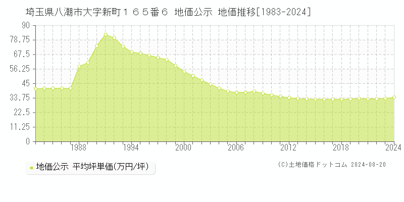 埼玉県八潮市大字新町１６５番６ 公示地価 地価推移[1983-2009]