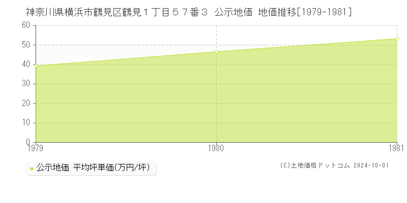 神奈川県横浜市鶴見区鶴見１丁目５７番３ 公示地価 地価推移[1979-1981]